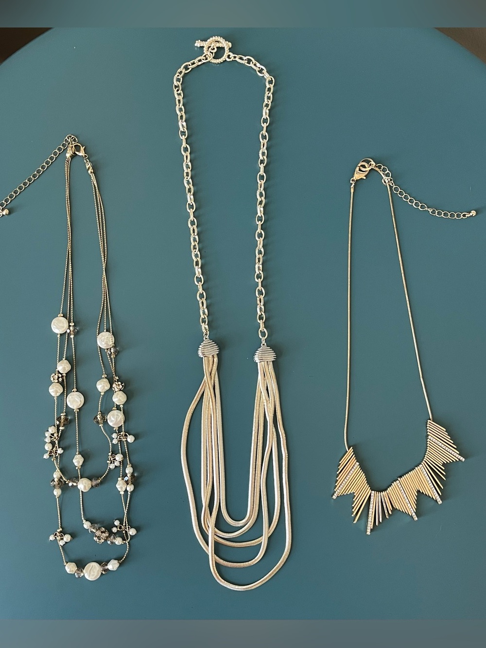 Bundle of Gold Tone Necklaces